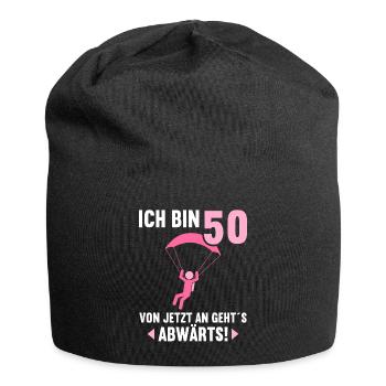 Ich bin 50 Ab jetzt gehts abwärts 50 Geburtstag - Jersey-Beanie - Schwarz - Vorne