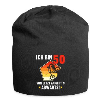 Ich bin 50 Ab jetzt gehts abwärts 50 Geburtstag - Jersey-Beanie - Schwarz - Vorne