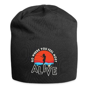 Art d’aventure « Allez là où vous vous sentez le plus vivant » - Bonnet en jersey - noir - Devant
