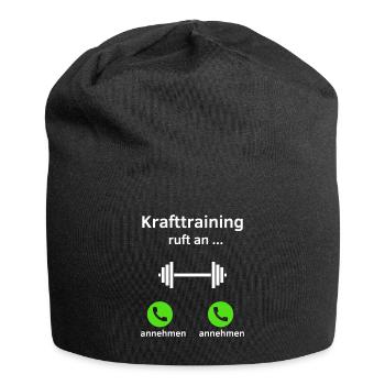 Krafttraining ruft an - annehmen oder annehmen? - Jersey-Beanie - Schwarz - Vorne
