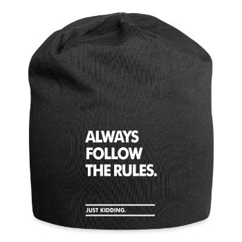 Befolgen Sie die Regeln - Jersey-Beanie - Schwarz - Vorne