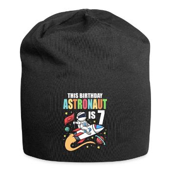 Space Birthday 7 Astronaut Planeten Raketenschiff - Jersey-Beanie - Schwarz - Vorne