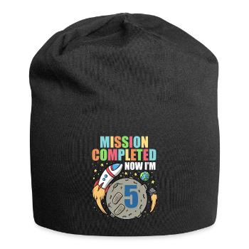 Space Birthday 5 Astronaut Planeten Raketenschiff - Jersey-Beanie - Schwarz - Vorne