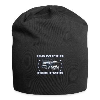 Camper Geschenkidee Camping - Jersey-Beanie - Schwarz - Vorne