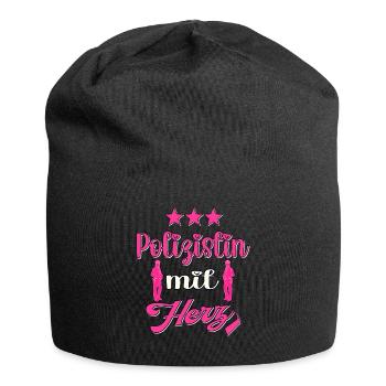 Polizistin Polizeibeamtin Polizei - Jersey-Beanie - Schwarz - Vorne