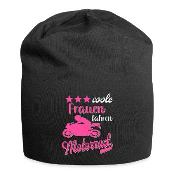 Motorrad Frauen Motorradfahrerin Bikerin - Jersey-Beanie - Schwarz - Vorne