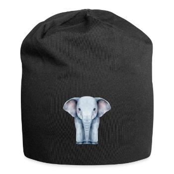 Watercolour Elephant - Jersey Beanie - black - Front