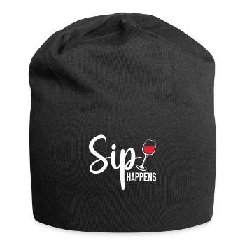 Sip Happens Wine Lover Gift | Wine Drinker Shirt - Jersey-Beanie - Schwarz - Vorne