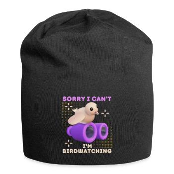 Bird, bird-watching, funny saying with binoculars - Jersey Beanie - black - Front