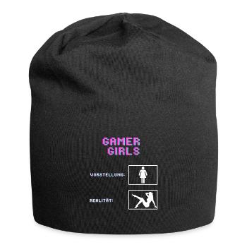 Gamer Girls Vorstellung vs. Realität Gaming Gamer - Jersey-Beanie - Schwarz - Vorne