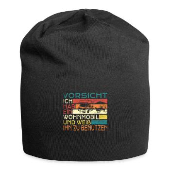 Camper Geschenkidee Camping - Jersey-Beanie - Schwarz - Vorne