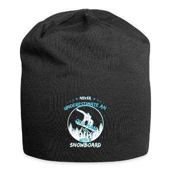 Snowboarder vieil homme - Bonnet en jersey - noir - Devant