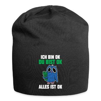 IchBin Ok Du Bist Ok Alles Ist Ok Eule - Jersey-Beanie - Schwarz - Vorne