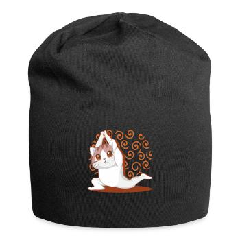 Yoga Anime-Manga Cat Meditation - Jersey Beanie - black - Front