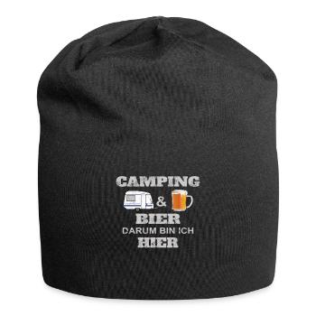 Camper Geschenkidee Camping - Jersey-Beanie - Schwarz - Vorne
