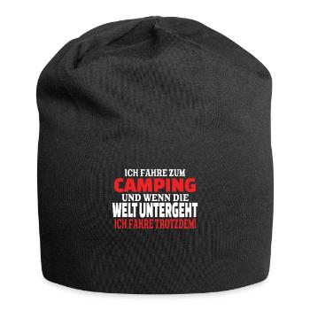 Camper Geschenkidee Camping - Jersey-Beanie - Schwarz - Vorne