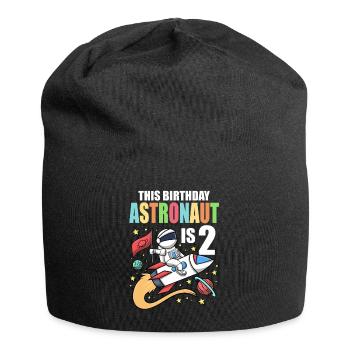 Space Birthday 2 Astronaut Planeten Raketenschiff - Jersey-Beanie - Schwarz - Vorne
