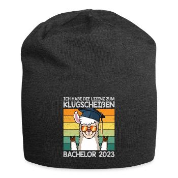 Bachelor 2023 Lizenz zum Klugscheißen - Jersey-Beanie - Anthrazit - Vorne