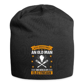 Un vieil homme électricien disant un cadeau pour hommes - Bonnet en jersey - noir - Devant