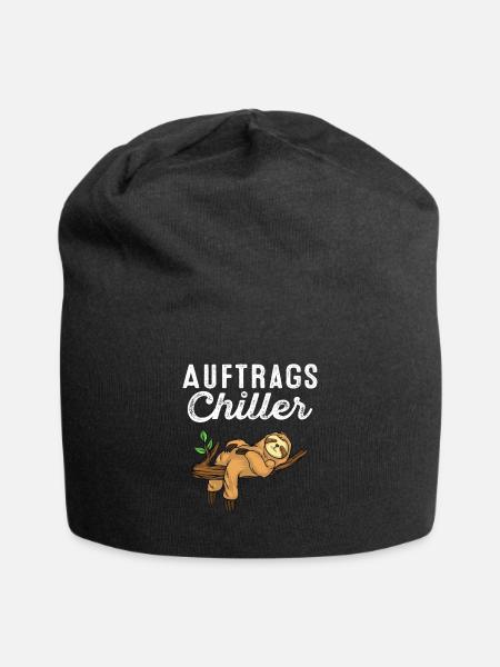 Faultier Tshirt Damen Herren Faul Müde Bürohumor - Jersey-Beanie - Schwarz