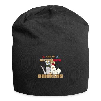 Arrosoir de poulet vintage La vie est meilleure avec les poulets - Bonnet en jersey - noir - Devant