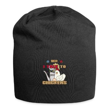 Vintage Chicken Watering Can Yep I Talk To Chickens - Jersey Beanie - black - Front