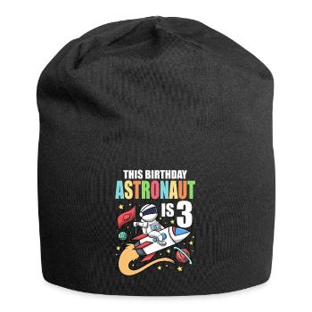 Space Birthday 3 Astronaut Planeten Raketenschiff - Jersey-Beanie - Schwarz - Vorne