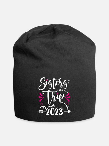 Sisters Trip 2023 Vacation Travel Funny Sisters - Jersey Beanie - black