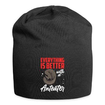 Everything better with anteater dwarf anteater - Jersey Beanie - black - Front