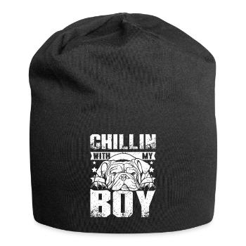 Chillin avec mon garçon bouledogue anglais - Bonnet en jersey - noir - Devant