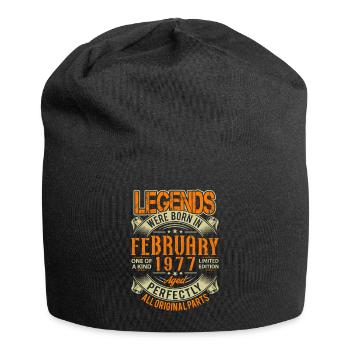 1977 Februar Geburtstag Legende - Jersey-Beanie - Schwarz - Vorne
