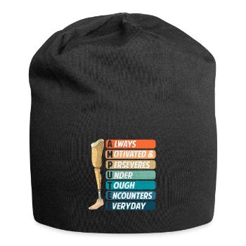 Immer motiviert & durchhalten unter harten - Jersey-Beanie - Schwarz - Vorne