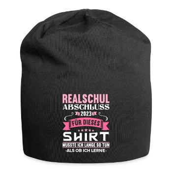 musste lange so tun als ob ich lerne Realschule - Jersey-Beanie - Schwarz - Vorne