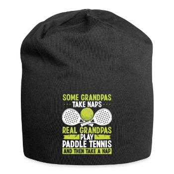 Paddle Tennis Player Match Granddad Grandpa - Jersey-Beanie - Schwarz - Vorne