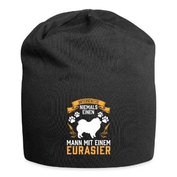Mann mit Eurasier unterschätzen Eurasian Dog - Jersey-Beanie - Schwarz - Vorne