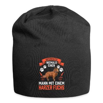 Mann mit Harzer Fuchs unterschätzen Hütefuchs - Jersey-Beanie - Schwarz - Vorne