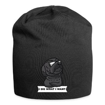 Schnoodle Hund Mit Sonnenbrille - Jersey-Beanie - Schwarz - Vorne