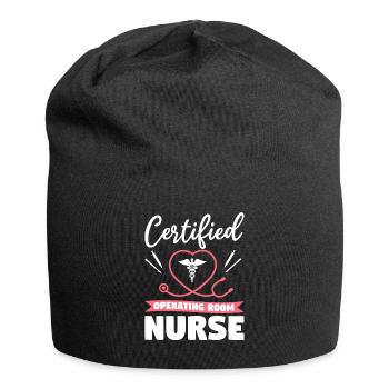Zertifizierte OP-Krankenschwester ODER registriert - Jersey-Beanie - Schwarz - Vorne