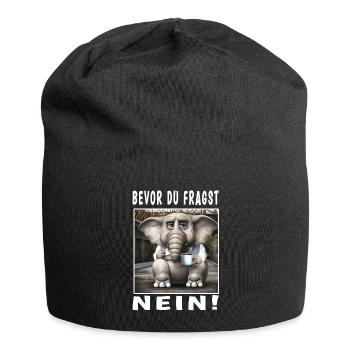 Bevor du fragst nein Elefant - Jersey-Beanie - Schwarz - Vorne