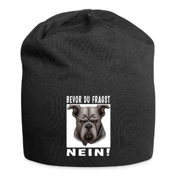 Bevor du fragst nein Hund - Jersey-Beanie - Schwarz - Vorne