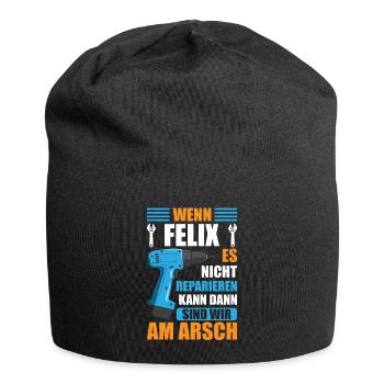 Felix Vorname Name Geburtstag Reparieren - Jersey-Beanie - Schwarz - Vorne