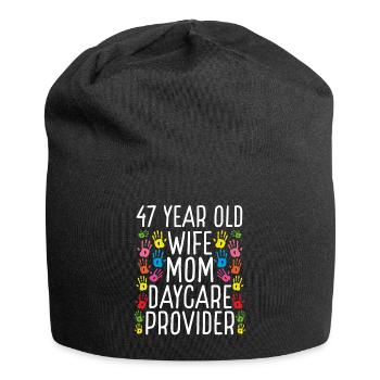 47 ans Fournisseur de services de garde Femme Maman Garde d’enfants - Bonnet en jersey - noir - Devant
