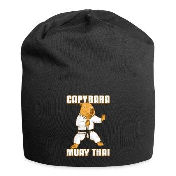 Muay Thai Capybara - Jersey-Beanie - Schwarz - Vorne