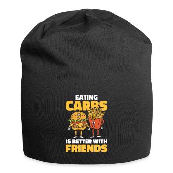 Kohlenhydrate Fast Food Freundschaft Foodie Essen - Jersey-Beanie - Schwarz - Vorne