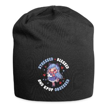 Stressé et obsédé par la Kpop Kpop Cadeau - Bonnet en jersey - noir - Devant