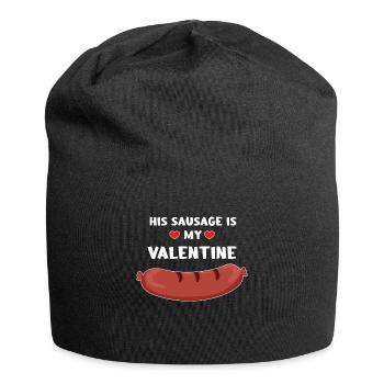 Sausage Funny Adult Valentines Joke Hearts - Jersey Beanie - black - Front