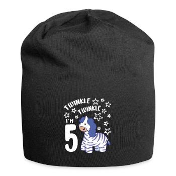 Five 5yr 5th Zebra Birthday Girl 5 Years Old Gift - Jersey-Beanie - Schwarz - Vorne