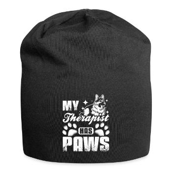 Mon thérapeute a pattes berger anglais - Bonnet en jersey - noir - Devant