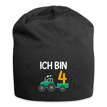 4 Jahre Junge 4. Geburtstag - Jersey-Beanie - Schwarz - Vorne
