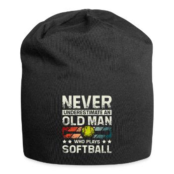 Ne sous-estimez jamais un vieil homme qui joue au softball - Bonnet en jersey - noir - Devant
